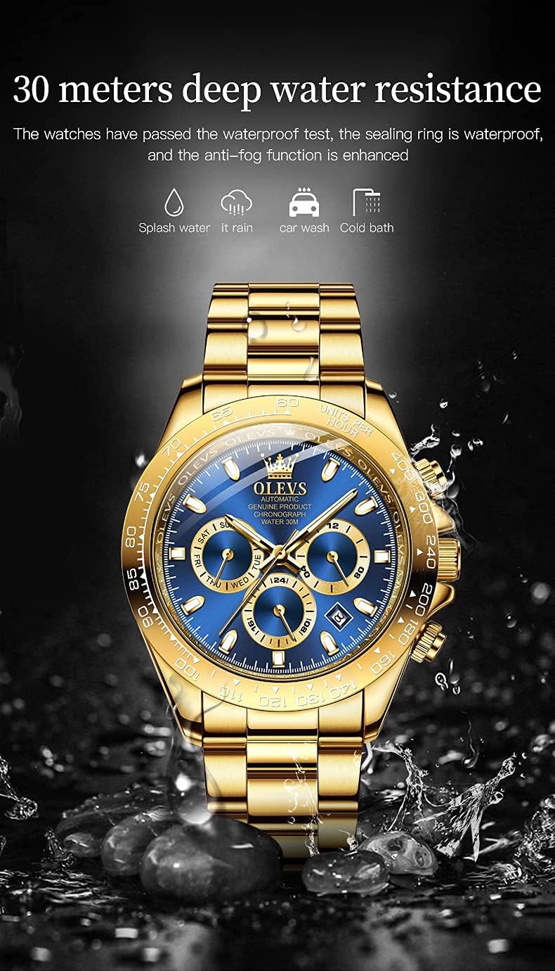 RELOJ DE PULSERA OLEVS AUTOMATIC DORADO CLÁSICO DE ACERO INOXIDABLE - 5