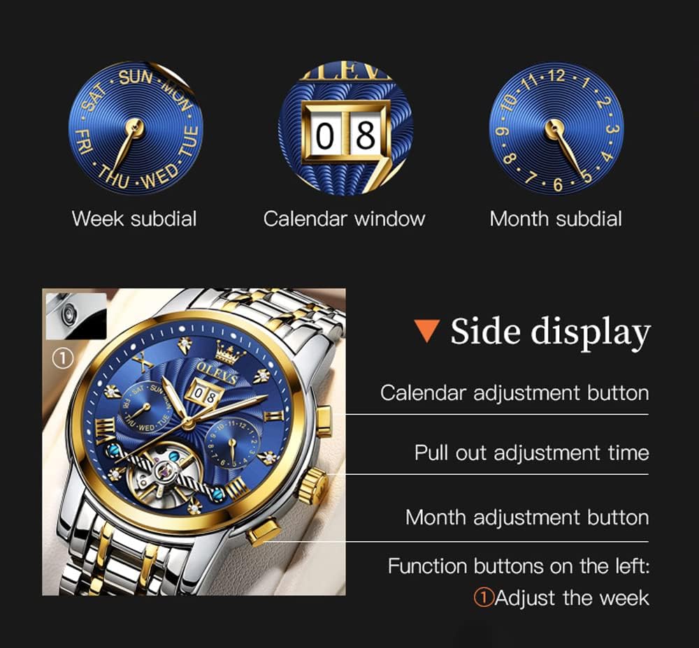 RELOJ DE PULSERA OLEVS AUTOMATIC DORADO PARA HOMBRE - 3