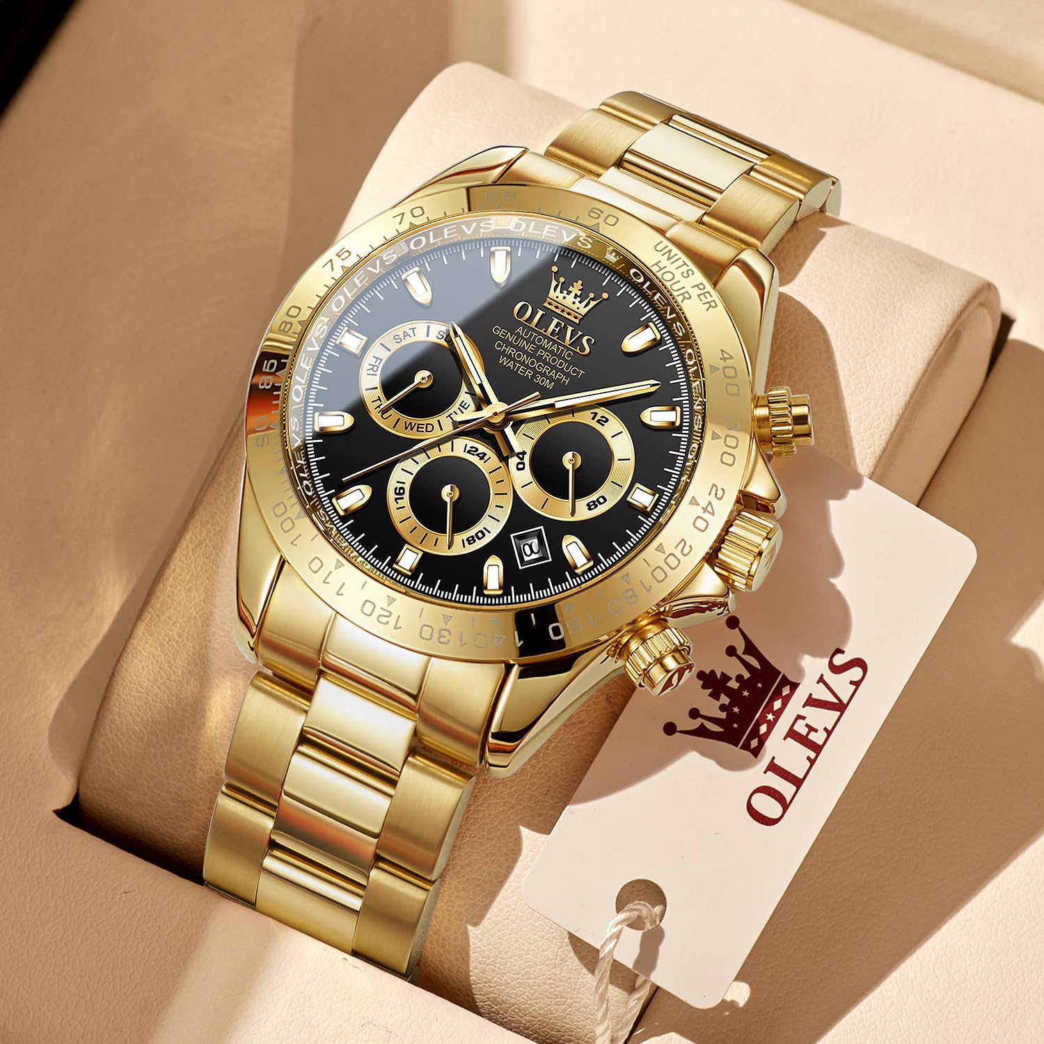 RELOJ DE PULSERA OLEVS AUTOMATIC GOLD PARA HOMBRE ACERO INOXIDABLE CLÁSICO - 2