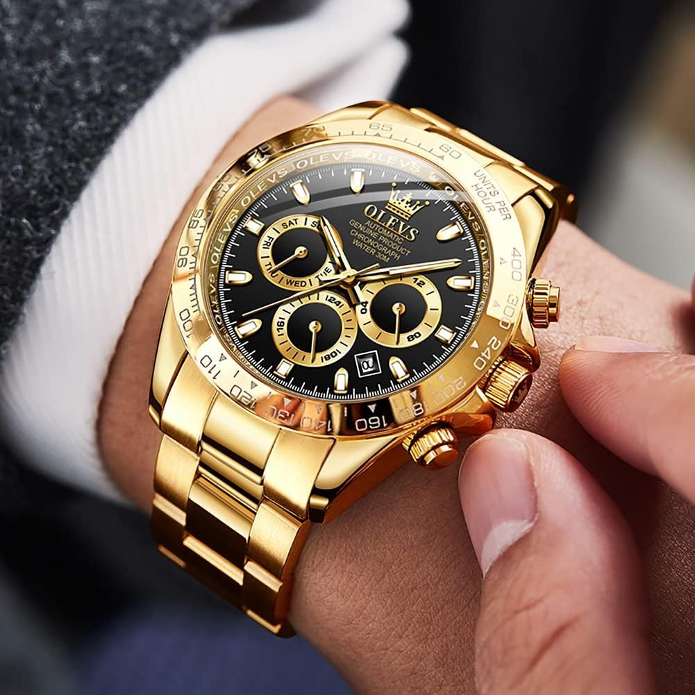 RELOJ DE PULSERA OLEVS AUTOMATIC GOLD PARA HOMBRE ACERO INOXIDABLE CLÁSICO - 3