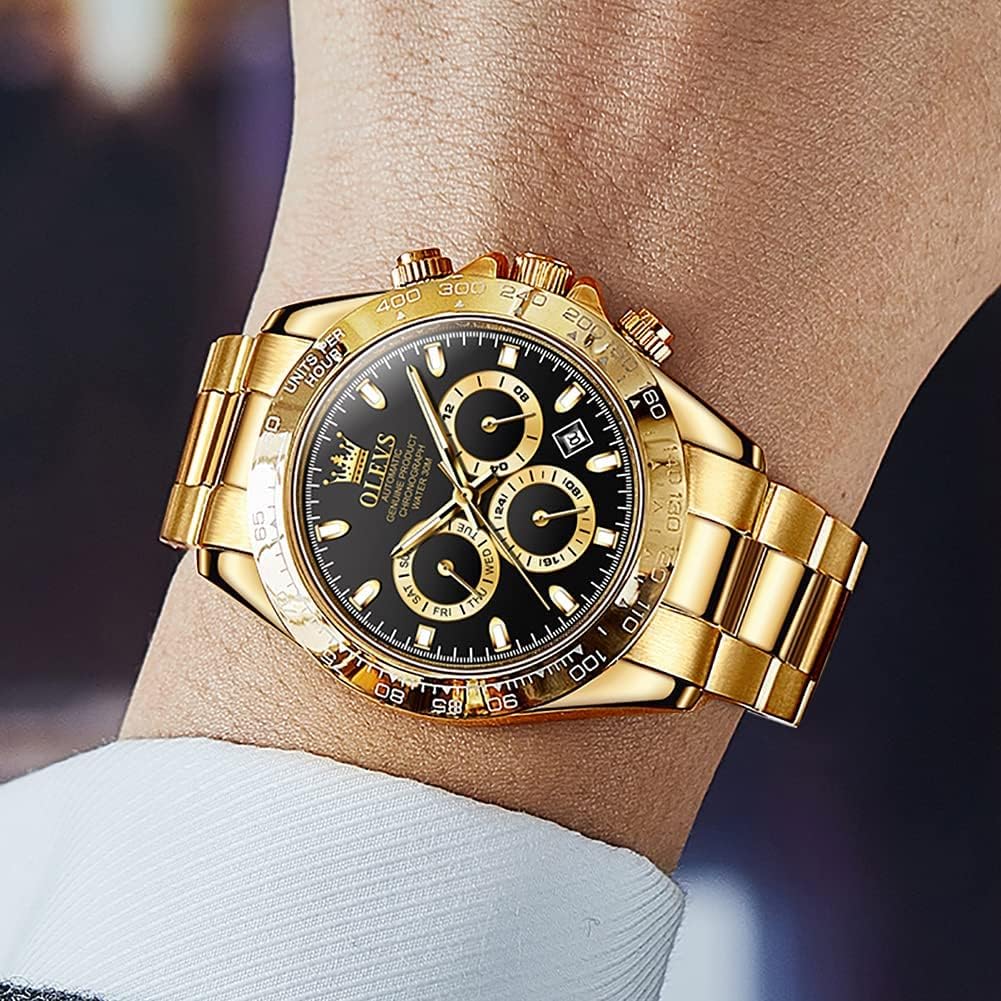 RELOJ DE PULSERA OLEVS AUTOMATIC GOLD PARA HOMBRE ACERO INOXIDABLE CLÁSICO - 4