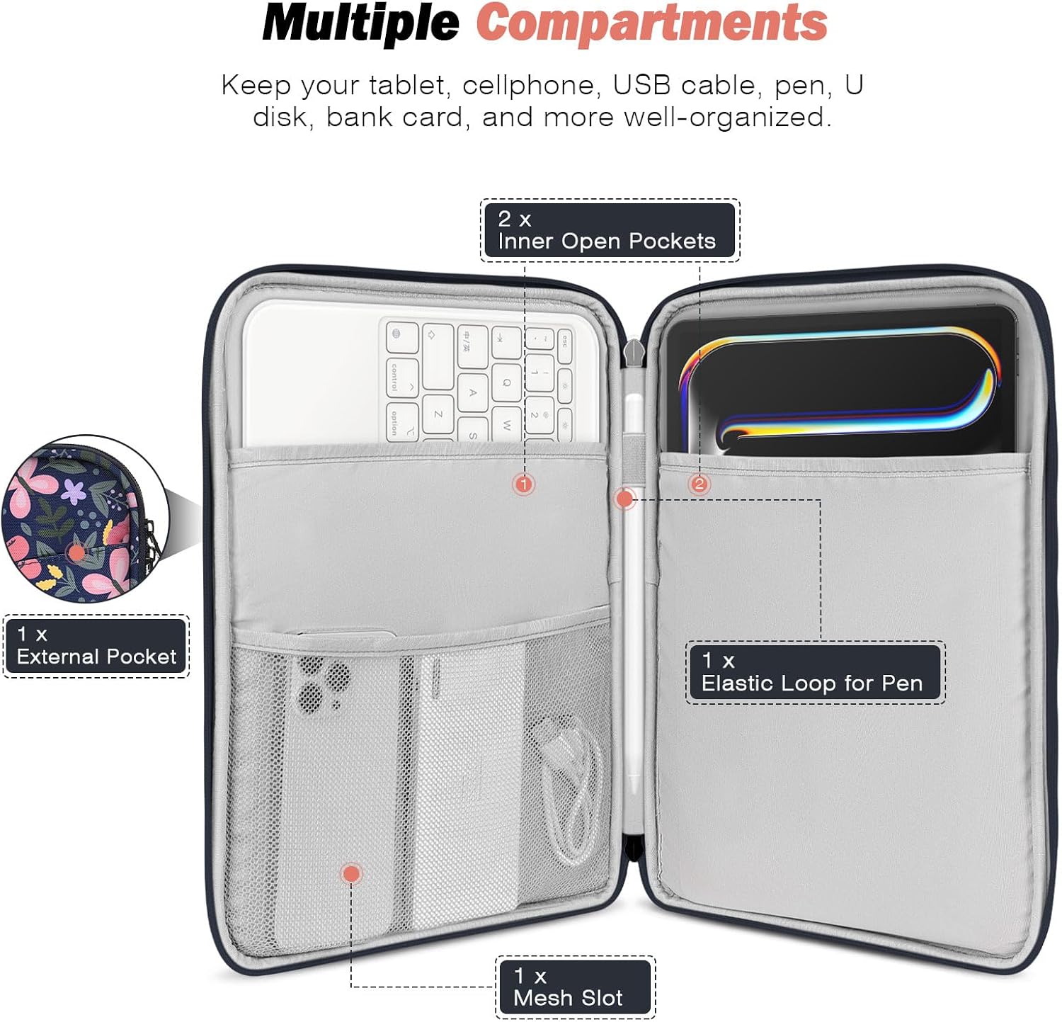 FUNDA PARA TABLET MOKO 9-11 PULGADAS CON BOLSILLO PARA ACCESORIOS - 3