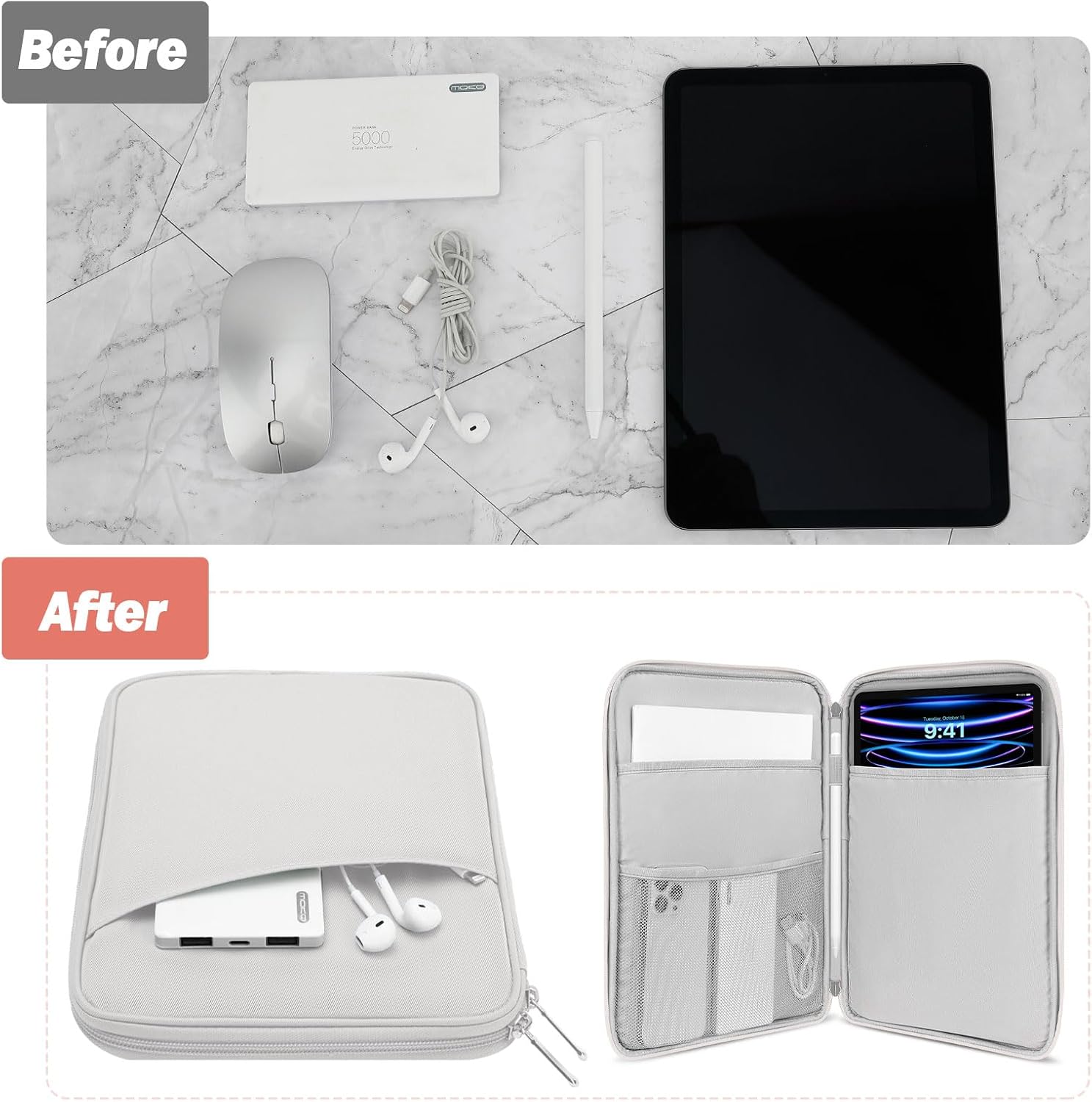 FUNDA PARA TABLET MOKO 9-11 PULGADAS CON BOLSILLO PARA ACCESORIOS - 4
