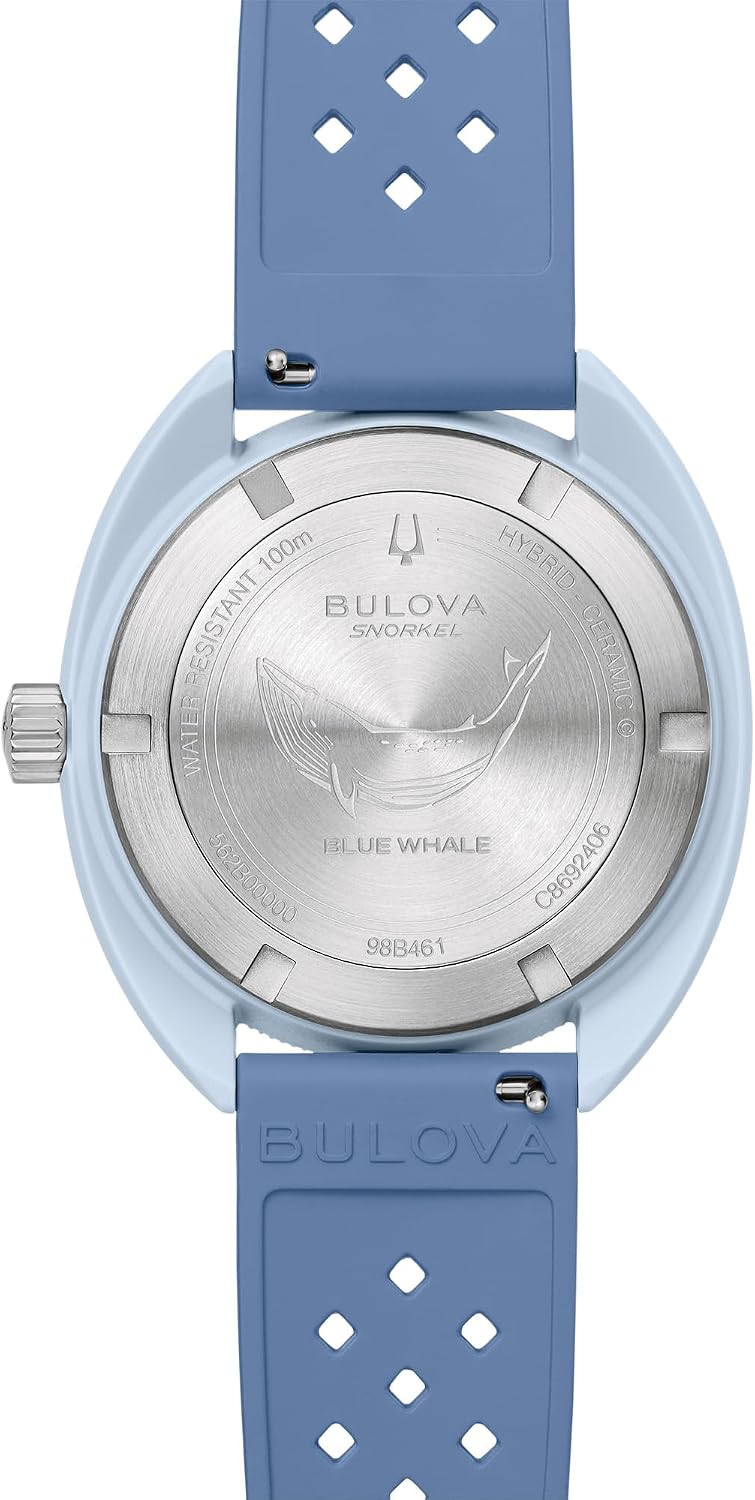 RELOJ DE PULSERA BULOVA OCEANOGRAPHER SNORKEL CAJA CERÁMICA Y CORREA DE CAUCHO BLANCA PERFORADA, DÍA Y FECHA, 100M WR - 4