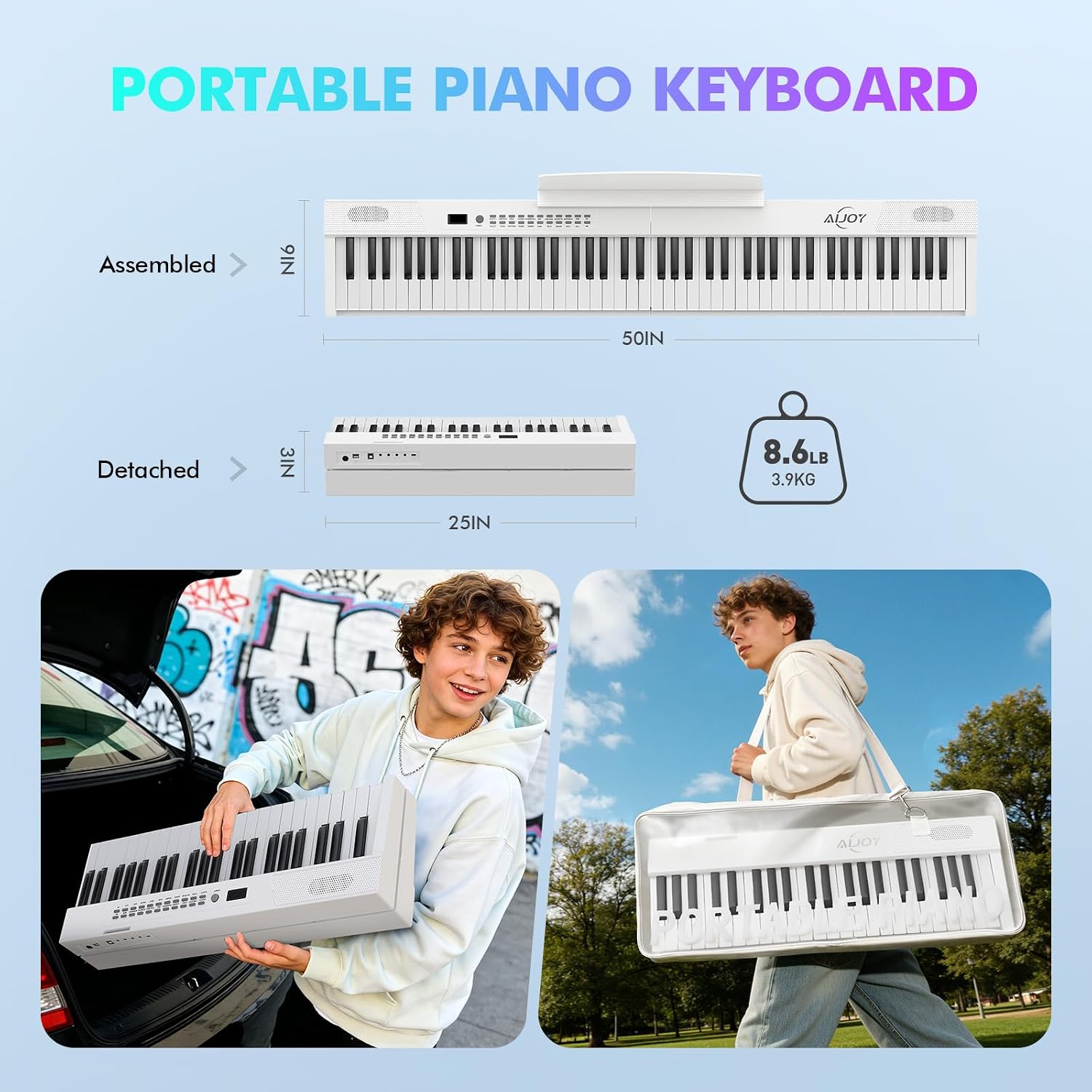 TECLADO PORTÁTIL AIJOY 88 TECLAS SEMI-PESADAS MAGNÉTICO - 5