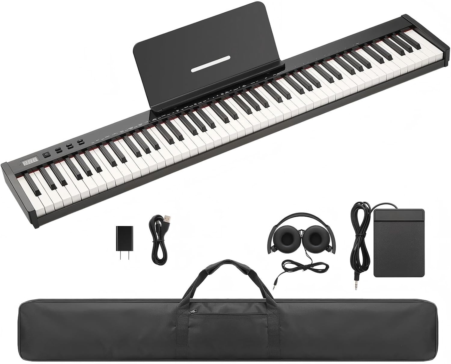TECLADO ELECTRÓNICO GARVEE 88 TECLAS SEMI-PESADAS CON ACCESORIOS - 1