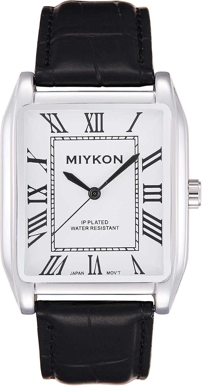 RELOJ DE PULSERA MIYKON VINTAGE TANK PARA HOMBRE CON CORREA DE CUERO GENUINO Y RESISTENCIA AL AGUA - 1
