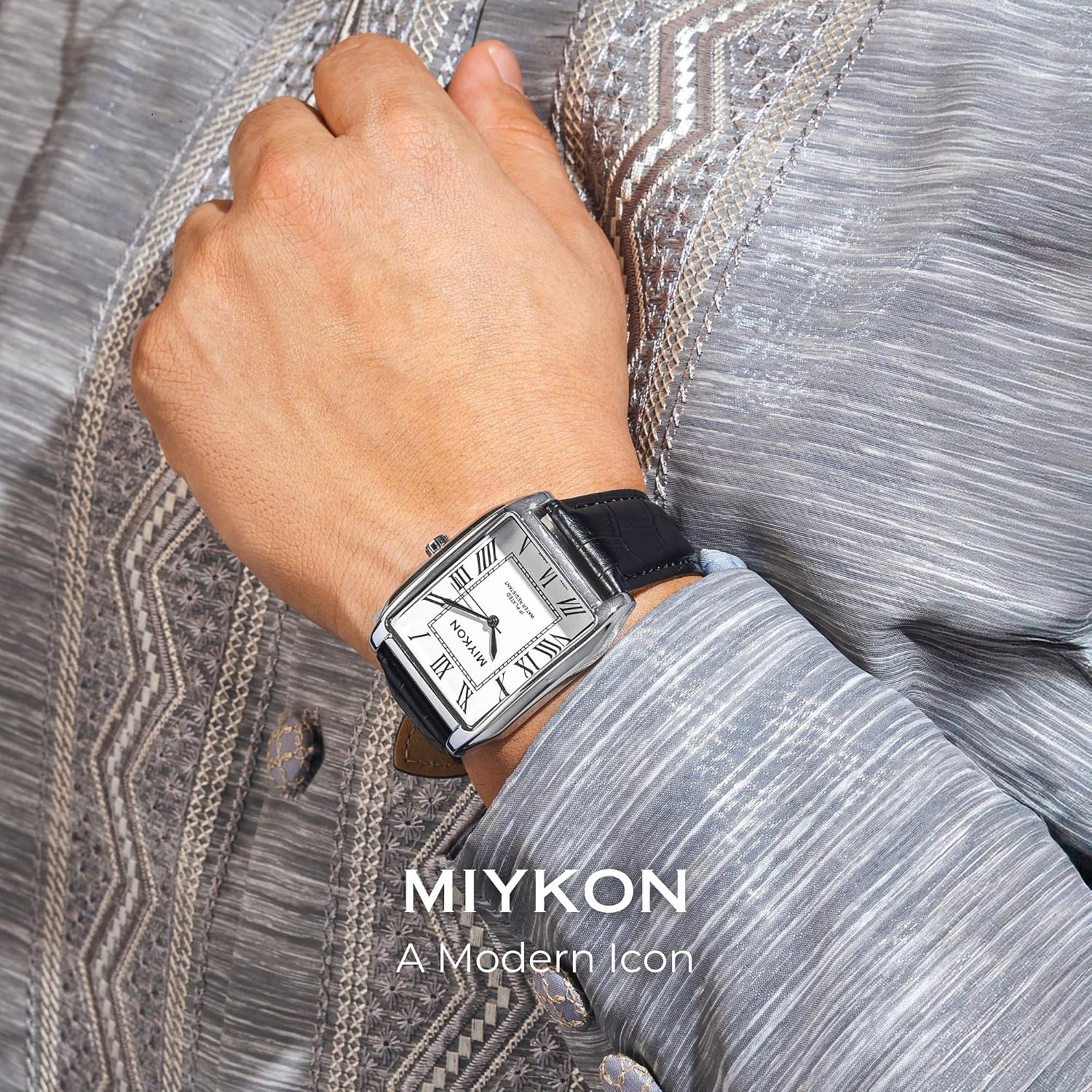 RELOJ DE PULSERA MIYKON VINTAGE TANK PARA HOMBRE CON CORREA DE CUERO GENUINO Y RESISTENCIA AL AGUA - 2