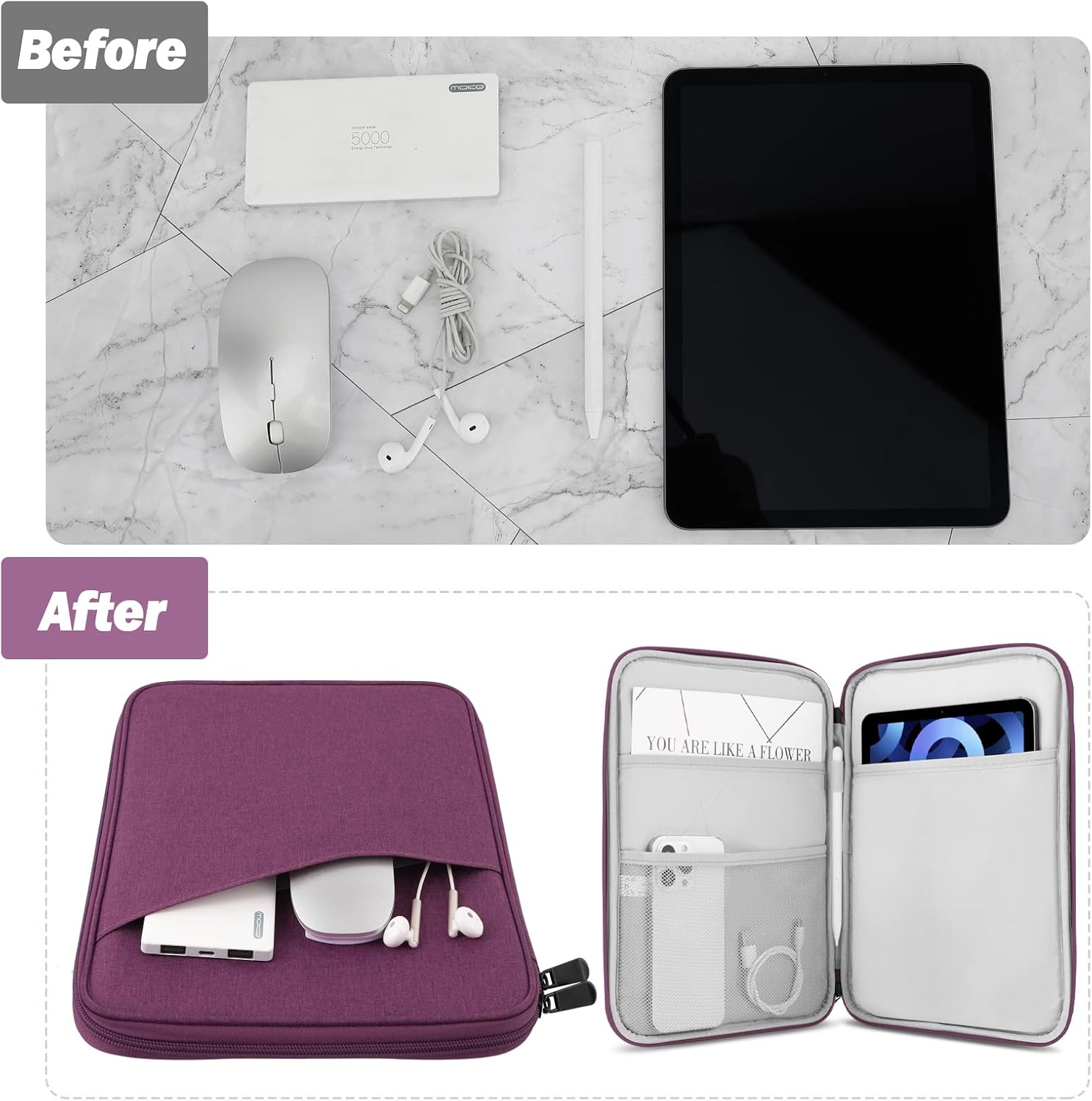 FUNDA PARA TABLET MOKO 9-11 PULGADAS CON BOLSILLO PARA ACCESORIOS - 4