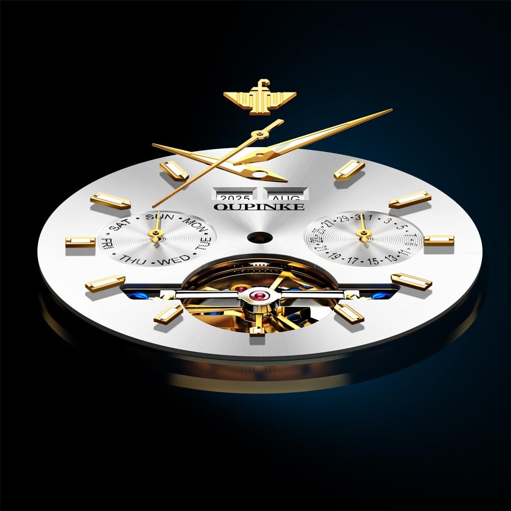 RELOJ DE PULSERA OLEVS SKELETON AUTOMÁTICO PARA HOMBRE ACERO CON CALENDARIO - 4