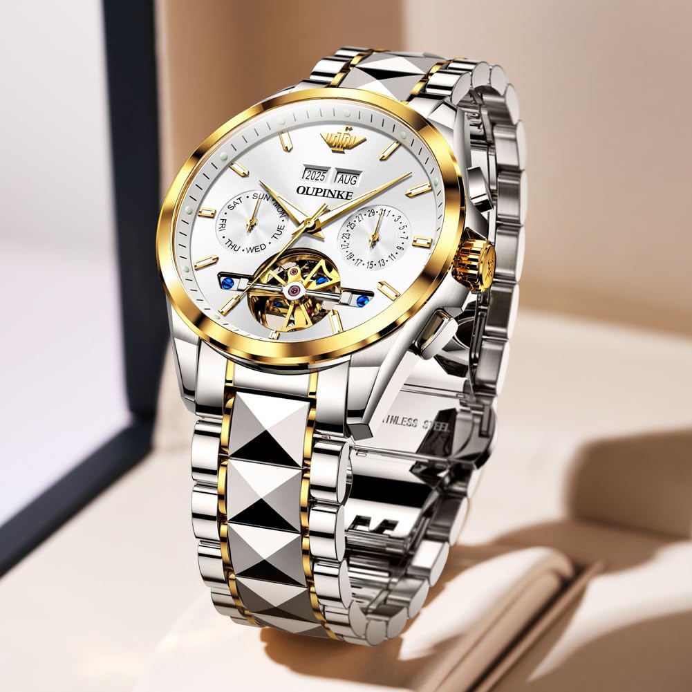 RELOJ DE PULSERA OLEVS SKELETON AUTOMÁTICO PARA HOMBRE ACERO CON CALENDARIO - 5