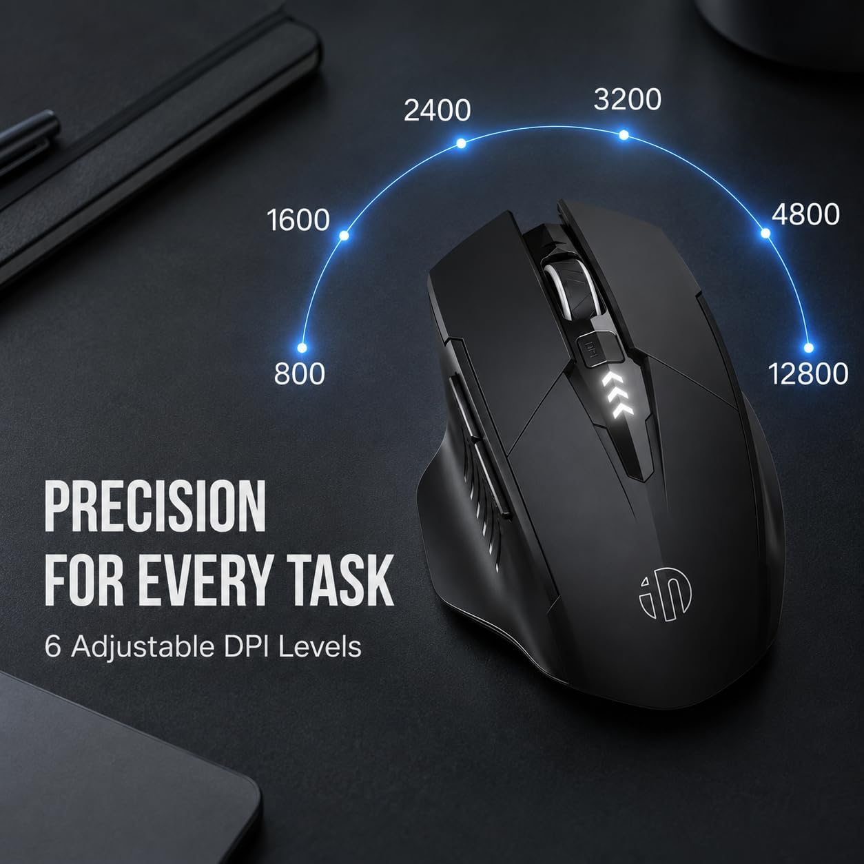 MOUSE INALÁMBRICO RECARGABLE INPHIC UPGRADED SILENT 12800 DPI - 2
