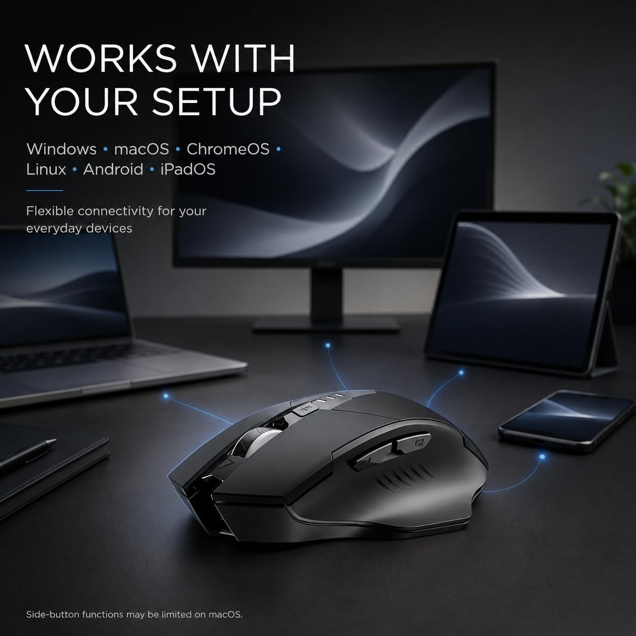 MOUSE INALÁMBRICO RECARGABLE INPHIC UPGRADED SILENT 12800 DPI - 5