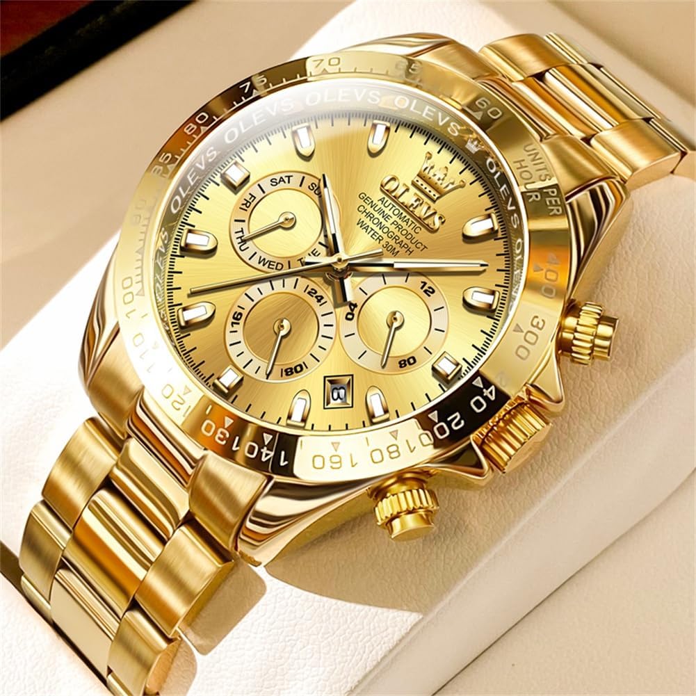 RELOJ DE PULSERA OLEVS AUTOMATIC GOLD PARA HOMBRE ACERO INOXIDABLE CLÁSICO - 2