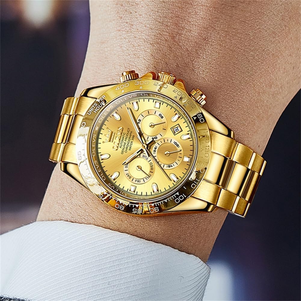 RELOJ DE PULSERA OLEVS AUTOMATIC GOLD PARA HOMBRE ACERO INOXIDABLE CLÁSICO - 3