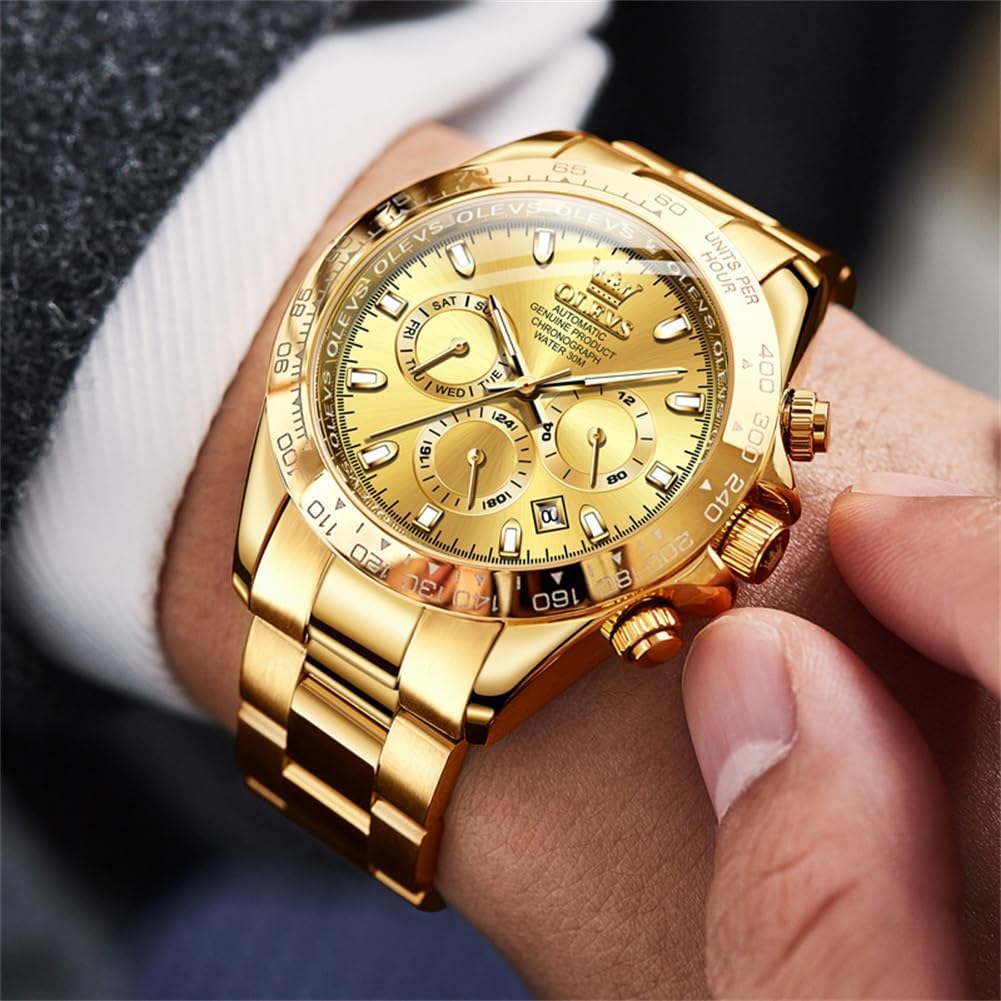 RELOJ DE PULSERA OLEVS AUTOMATIC GOLD PARA HOMBRE ACERO INOXIDABLE CLÁSICO - 4