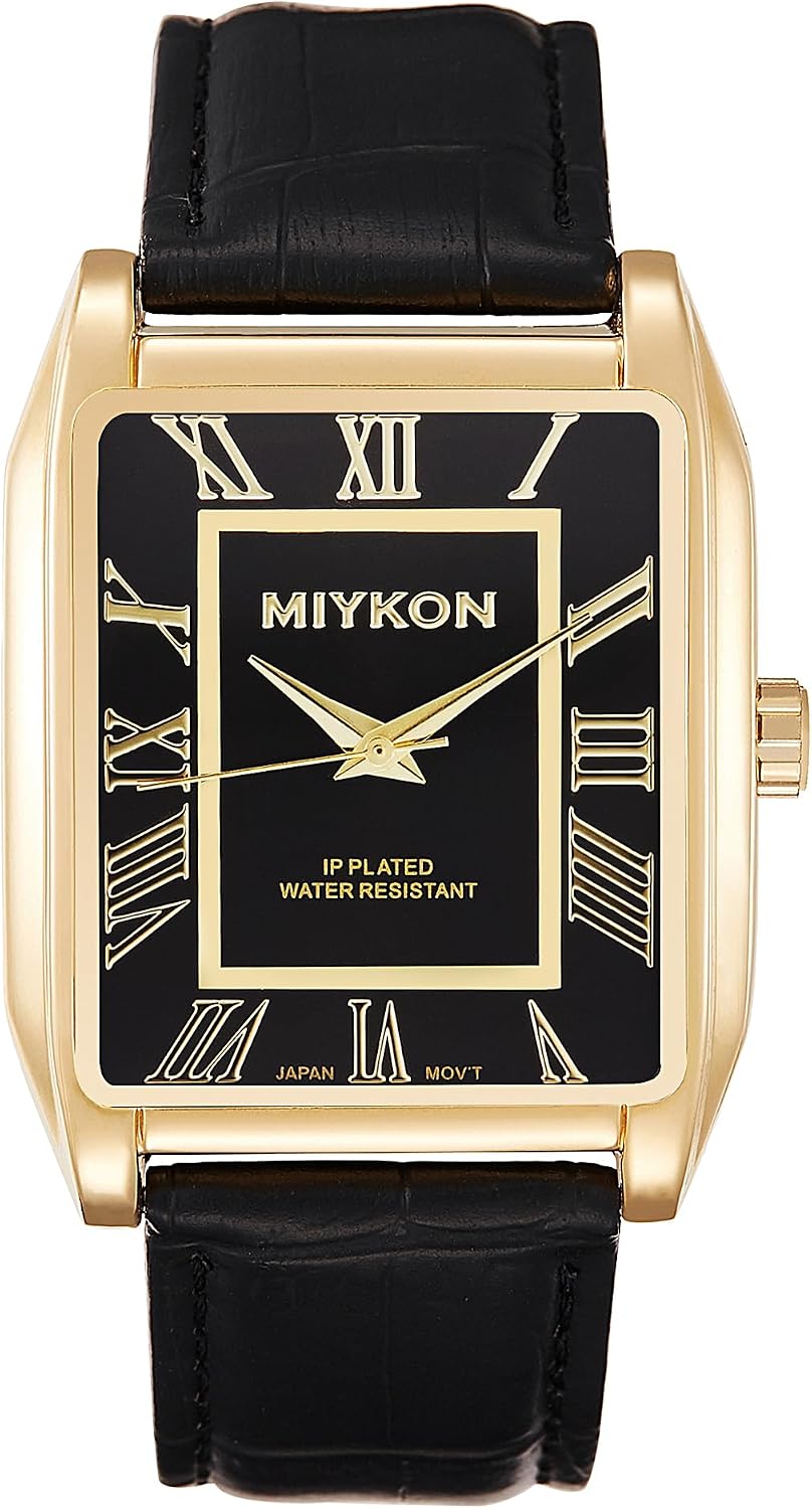 RELOJ DE PULSERA MIYKON VINTAGE TANK PARA HOMBRE CON CORREA DE CUERO GENUINO Y RESISTENCIA AL AGUA - 1