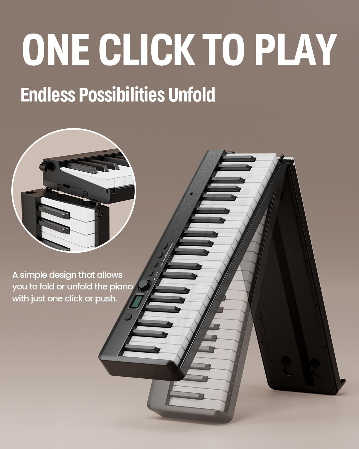 TECLADO PIANO PLEGABLE FINGER DANCE 88 TECLAS BLUETOOTH MADERA - 2