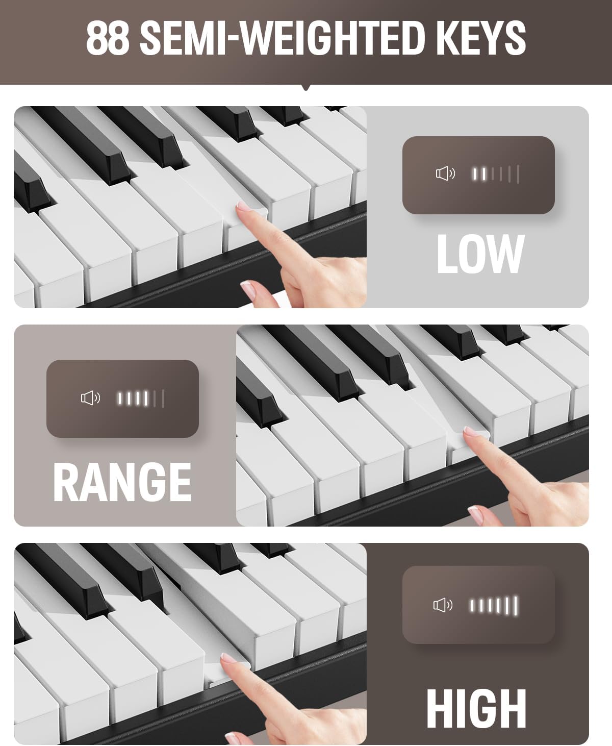 TECLADO PIANO PLEGABLE FINGER DANCE 88 TECLAS BLUETOOTH MADERA - 5