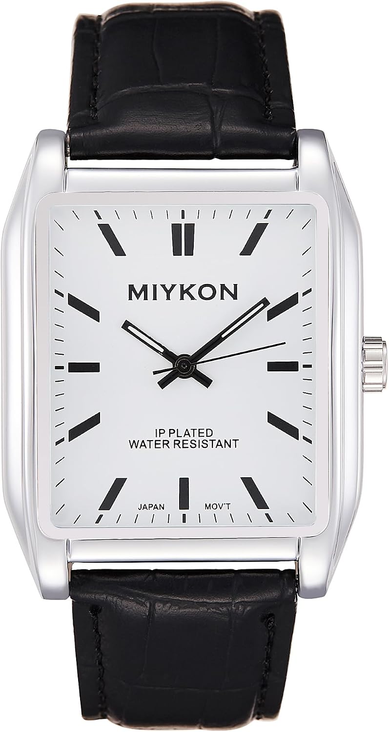RELOJ DE PULSERA MIYKON VINTAGE TANK PARA HOMBRE CON CORREA DE CUERO GENUINO Y RESISTENCIA AL AGUA - 1