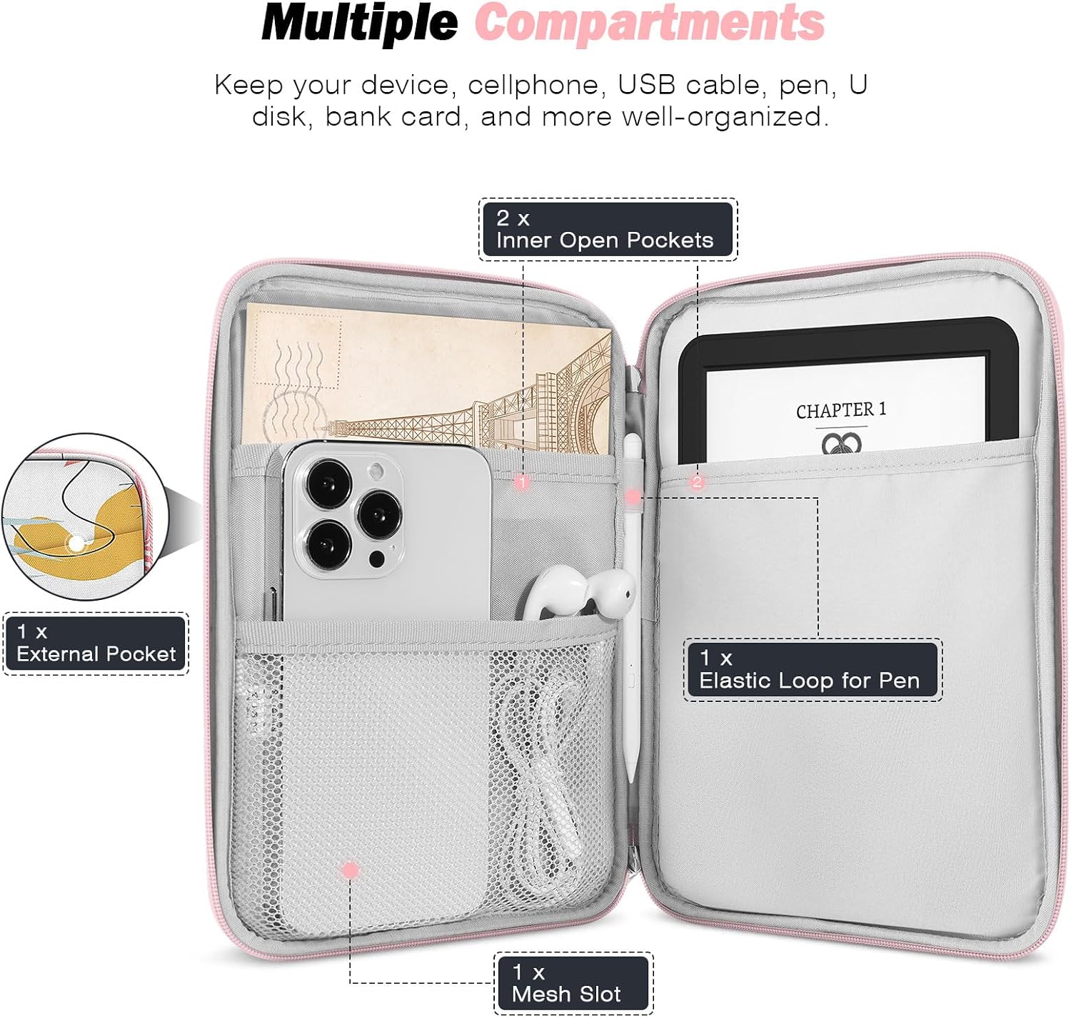 FUNDA PARA EREADER MOKO 6-7 PULGADAS TROPICAL LEAF - 3
