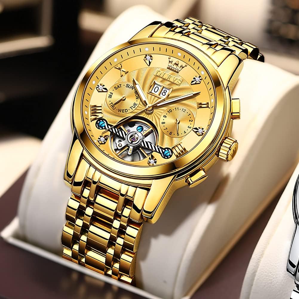 RELOJ DE PULSERA OLEVS AUTOMATIC GOLD PARA HOMBRE ACERO INOXIDABLE CLÁSICO - 2