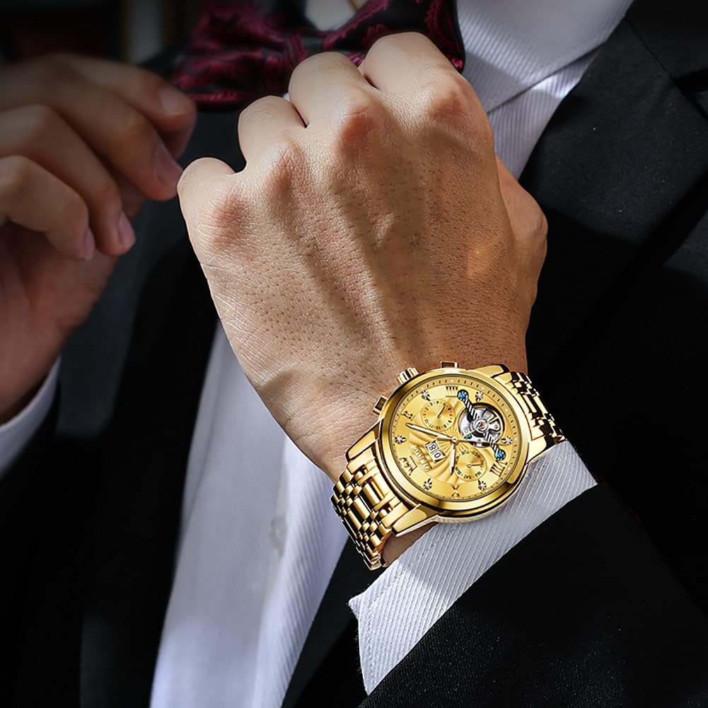 RELOJ DE PULSERA OLEVS AUTOMATIC GOLD PARA HOMBRE ACERO INOXIDABLE CLÁSICO - 3