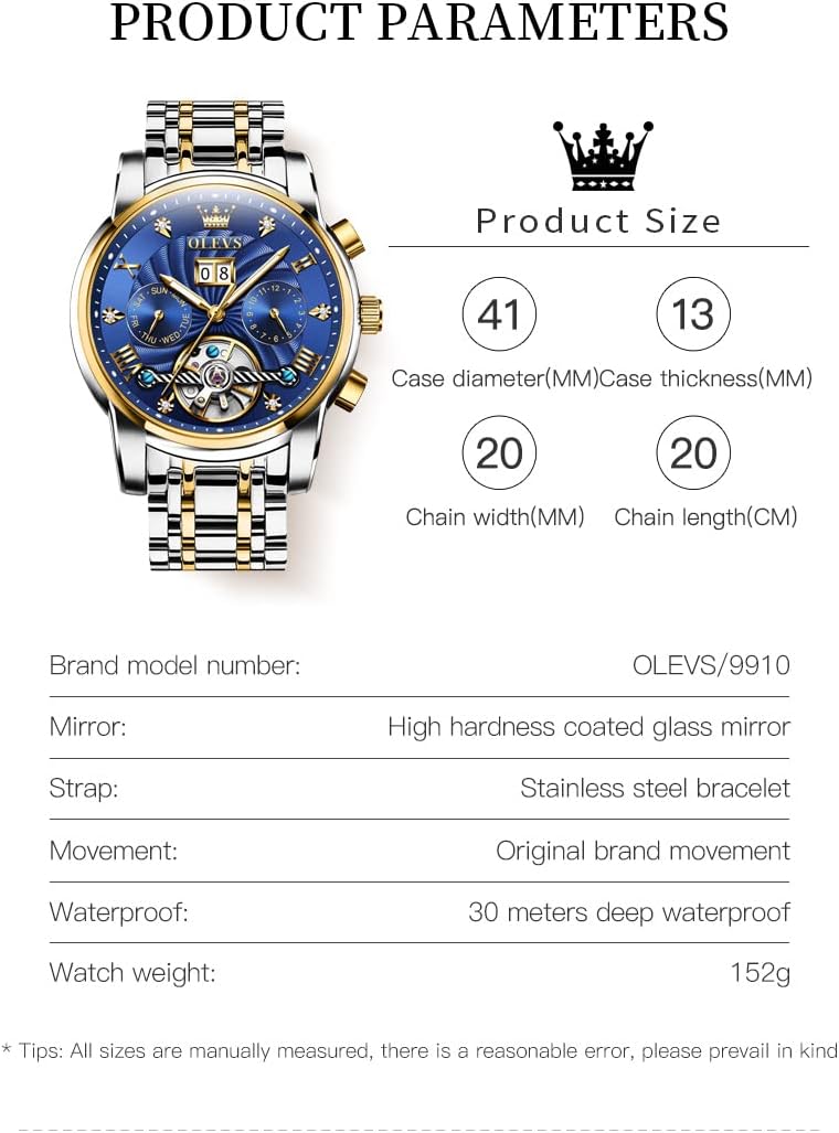RELOJ DE PULSERA OLEVS AUTOMATIC DORADO PARA HOMBRE - 5