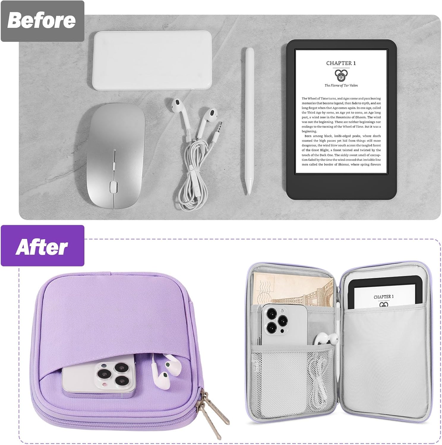 FUNDA PARA EREADER MOKO 6-7 PULGADAS LILAC - 4