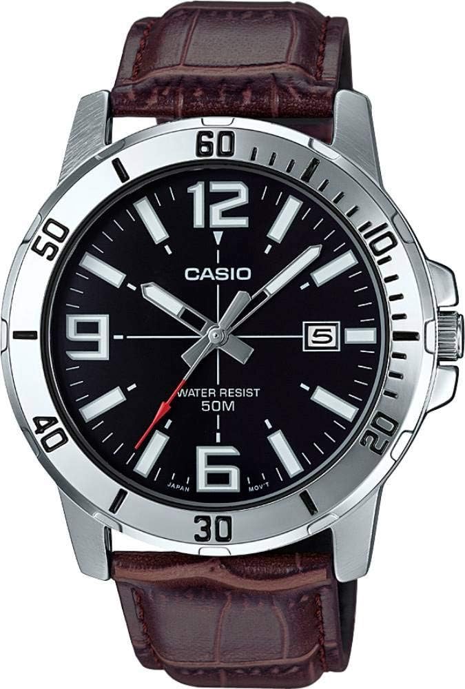 RELOJ CASIO ANALÓGICO CUERO MARRÓN CAJA ACERO 45MM - 1
