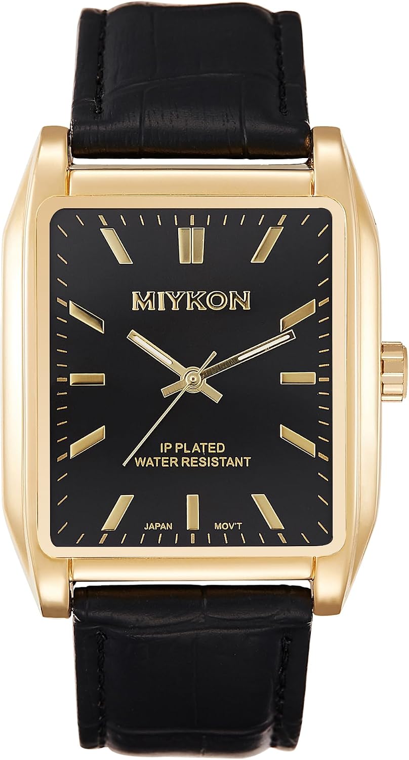 RELOJ DE PULSERA MIYKON VINTAGE TANK PARA HOMBRE CON CORREA DE CUERO GENUINO Y RESISTENTE AL AGUA - 1