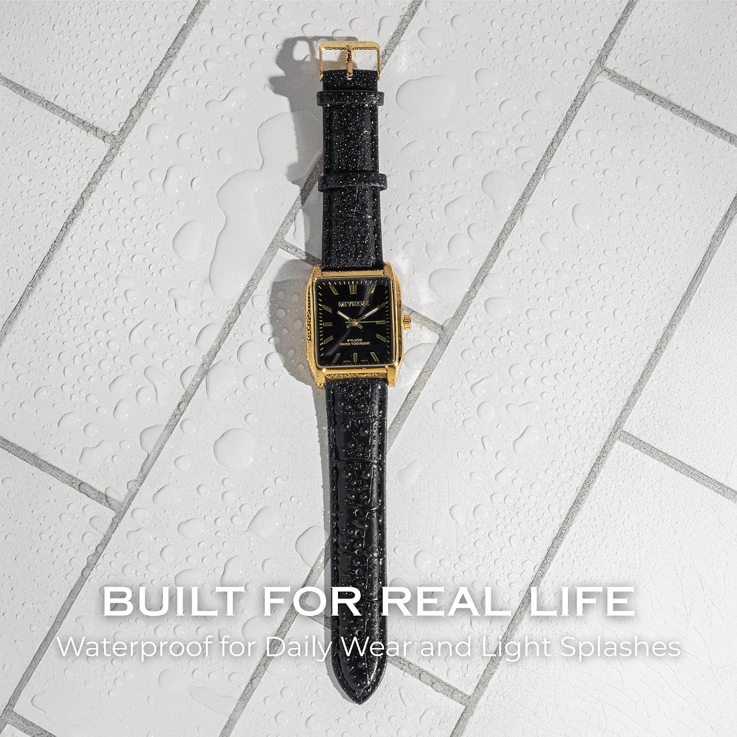 RELOJ DE PULSERA MIYKON VINTAGE TANK PARA HOMBRE CON CORREA DE CUERO GENUINO Y RESISTENTE AL AGUA - 5