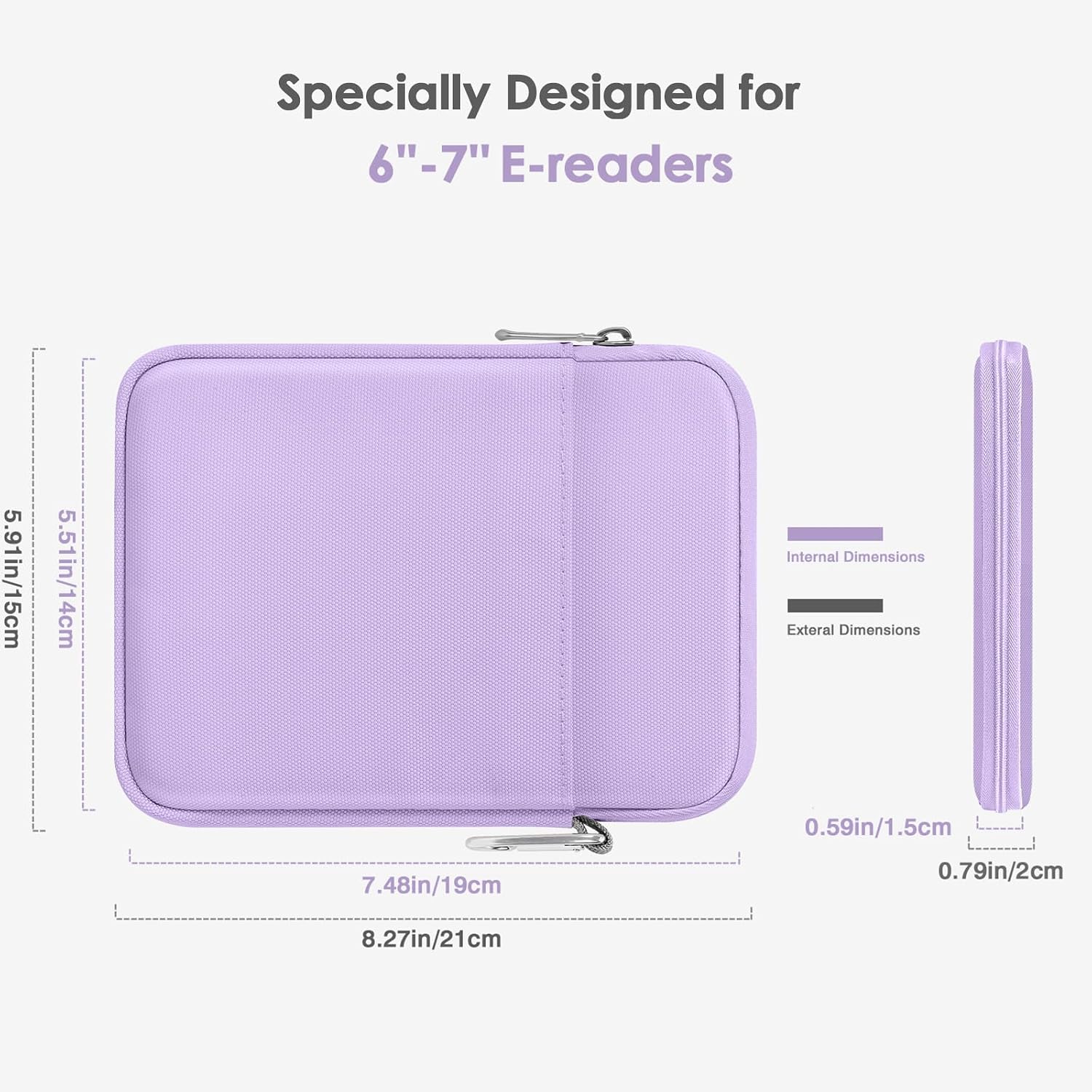 ESTUCHE ACOLCHADO PARA LECTOR ELECTRÓNICO MOKO LILAC COMPATIBLE 6-7 PULGADAS - 2