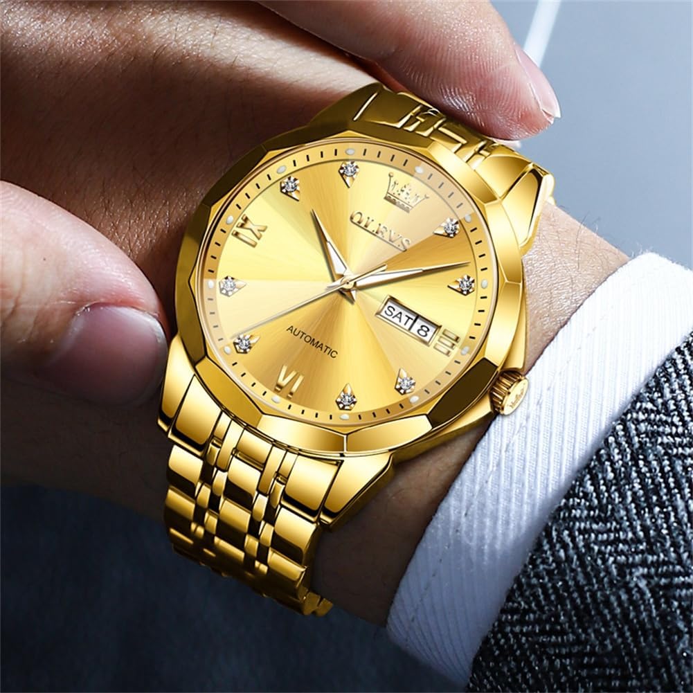 RELOJ DE PULSERA OLEVS SKELETON AUTOMÁTICO CON CALENDARIO Y DIAMANTES ACERO INOXIDABLE - 2