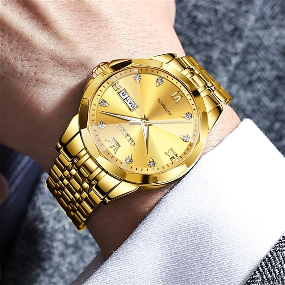 RELOJ DE PULSERA OLEVS SKELETON AUTOMÁTICO CON CALENDARIO Y DIAMANTES ACERO INOXIDABLE - 3
