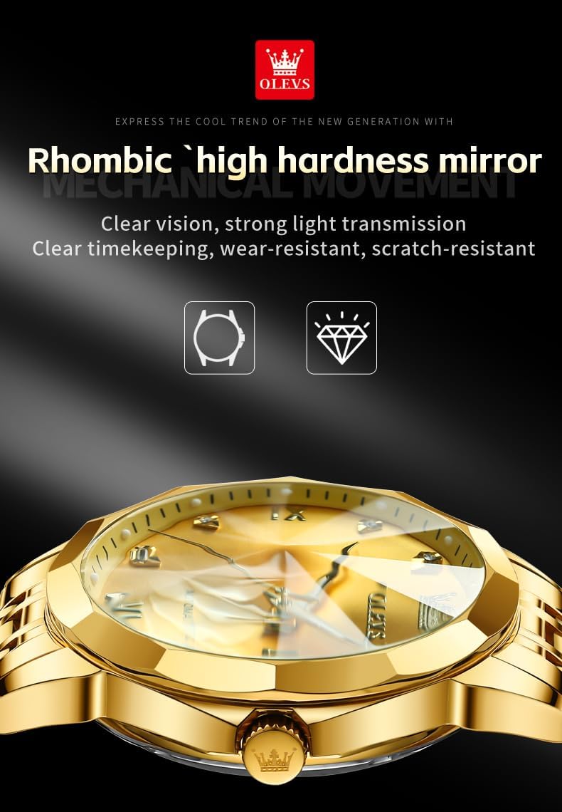 RELOJ DE PULSERA OLEVS SKELETON AUTOMÁTICO CON CALENDARIO Y DIAMANTES ACERO INOXIDABLE - 4