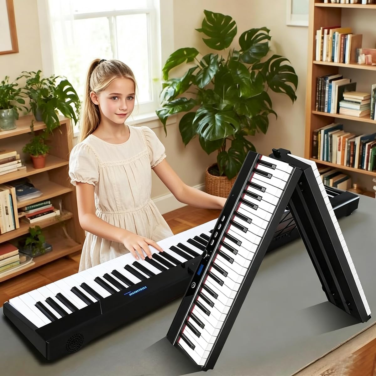 TECLADO PLEGABLE COOLMUSIC 88 TECLAS SEMI-PESADAS MADERA - 1