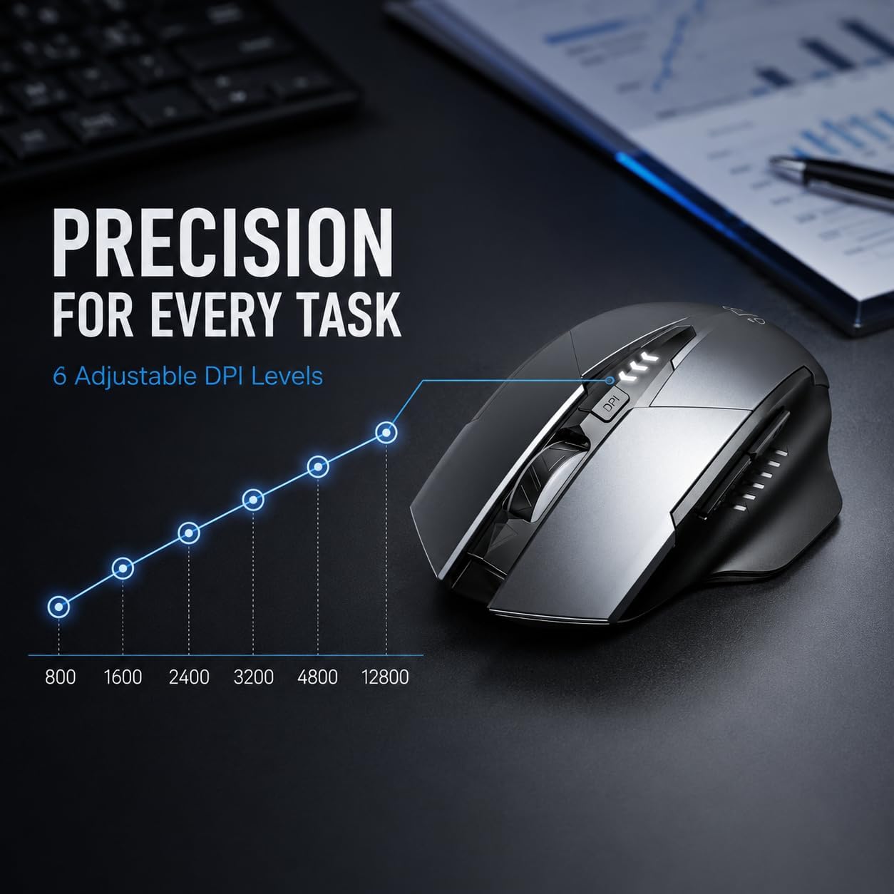 MOUSE BLUETOOTH INPHIC TRI-MODE CON BATERÍA VISIBLE RECARGABLE - 3