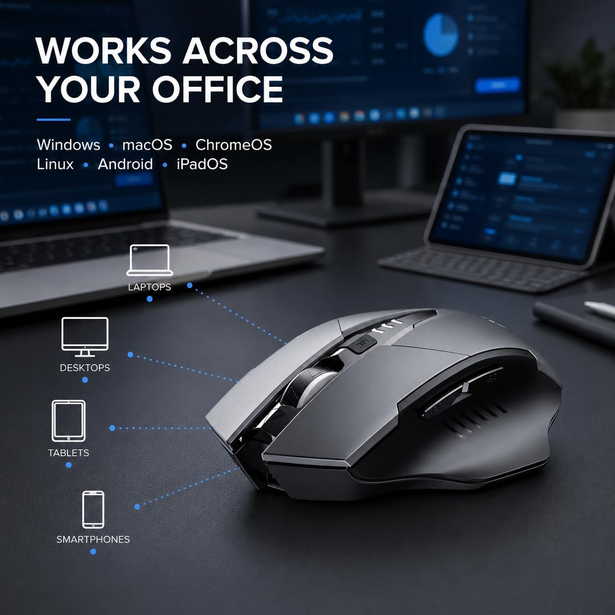 MOUSE BLUETOOTH INPHIC TRI-MODE CON BATERÍA VISIBLE RECARGABLE - 5