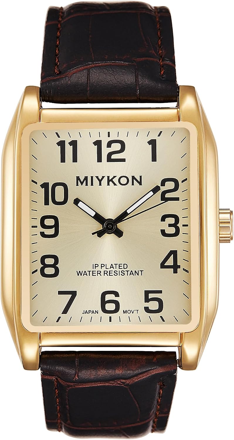 RELOJ DE PULSERA MIYKON VINTAGE TANK PARA HOMBRE CON CORREA DE CUERO GENUINO Y RESISTENTE AL AGUA - 1
