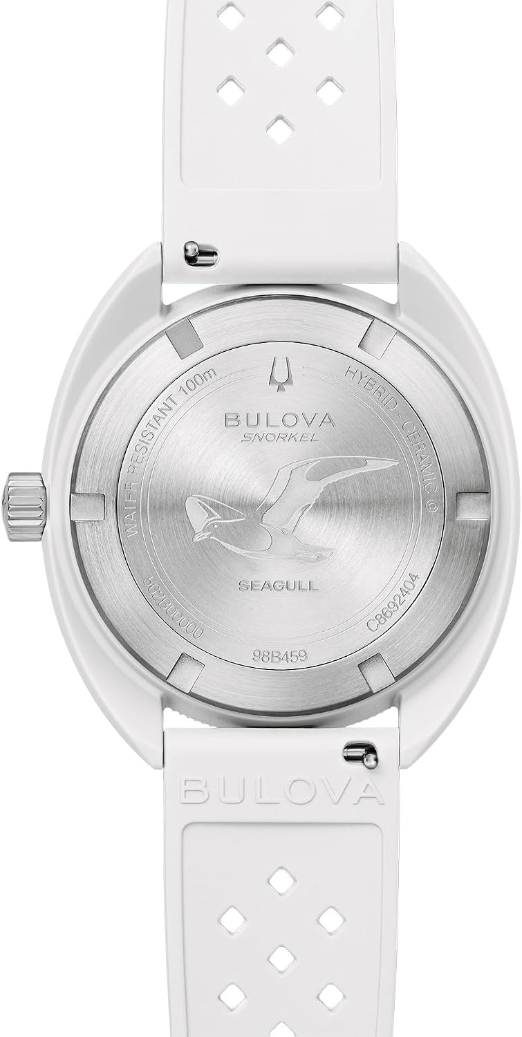 RELOJ DE PULSERA BULOVA OCEANOGRAPHER SNORKEL CAJA CERÁMICA CORREA DE CAUCHO BLANCO PERFORADO - 4