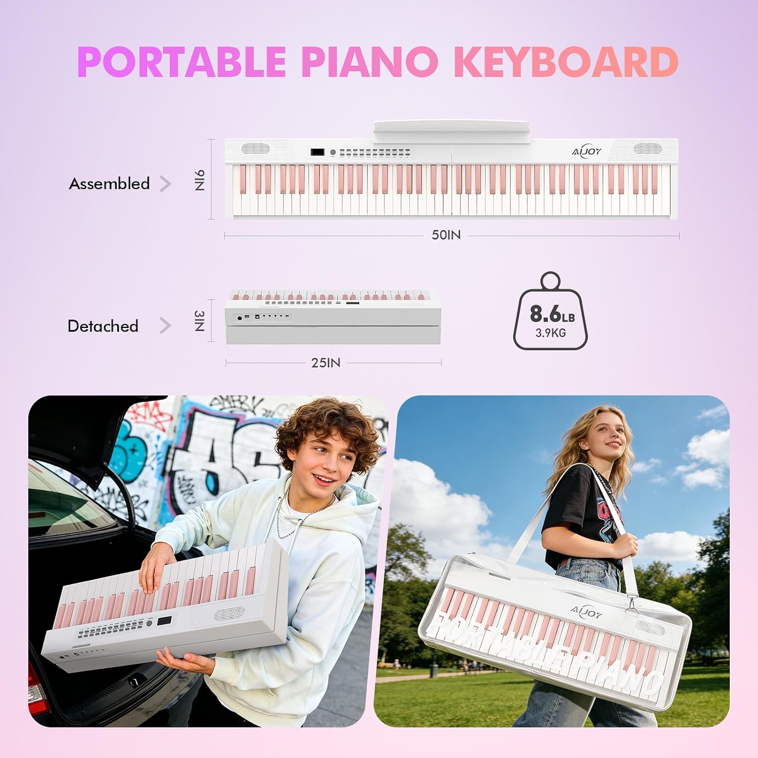 TECLADO PORTÁTIL AIJOY 88 TECLAS CON DISEÑO MAGNÉTICO DIVIDIDO - 5