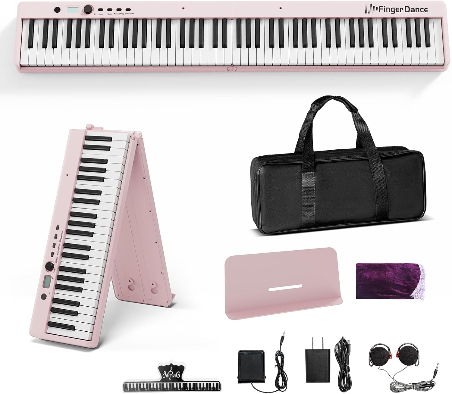 TECLADO PIANO PLEGABLE FINGER DANCE 88 TECLAS BLUETOOTH MIDI MADERA - 1