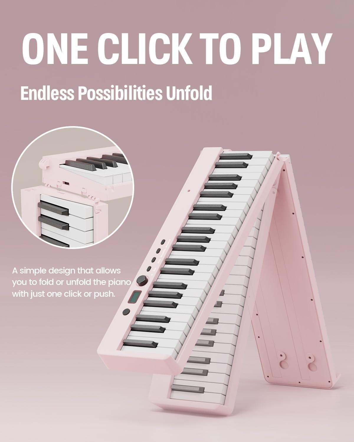 TECLADO PIANO PLEGABLE FINGER DANCE 88 TECLAS BLUETOOTH MIDI MADERA - 2
