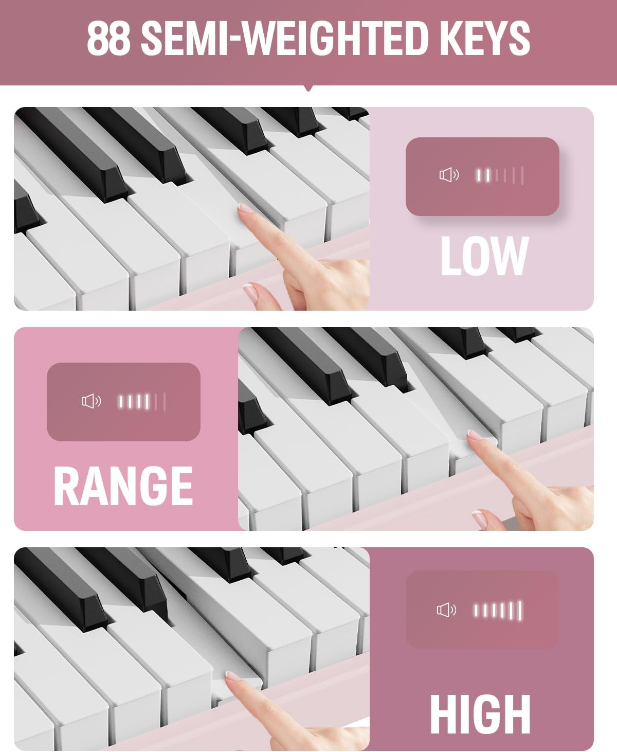TECLADO PIANO PLEGABLE FINGER DANCE 88 TECLAS BLUETOOTH MIDI MADERA - 4