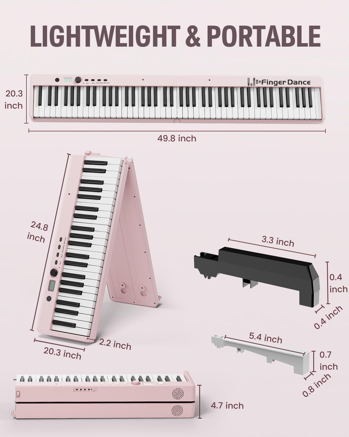 TECLADO PIANO PLEGABLE FINGER DANCE 88 TECLAS BLUETOOTH MIDI MADERA - 5
