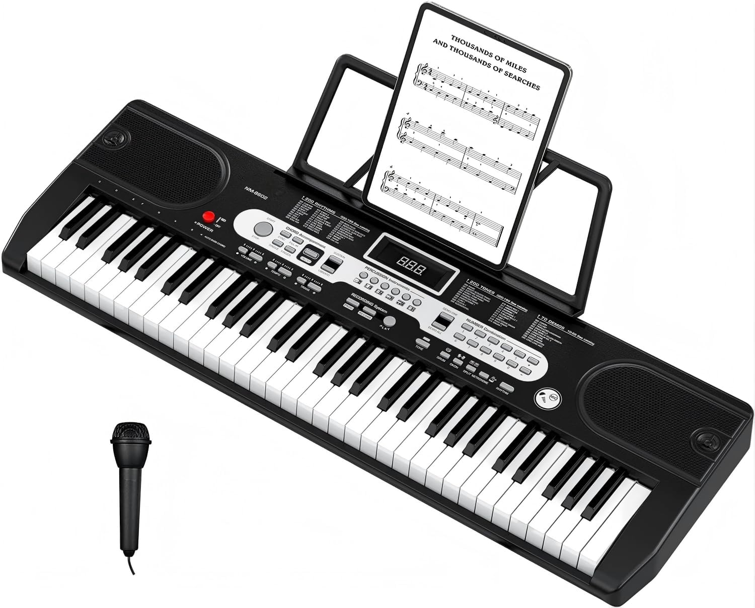 TECLADO ELECTRÓNICO GARVEE 61 TECLAS CON MICRÓFONO Y SOPORTE PARA PRINCIPIANTES - 1