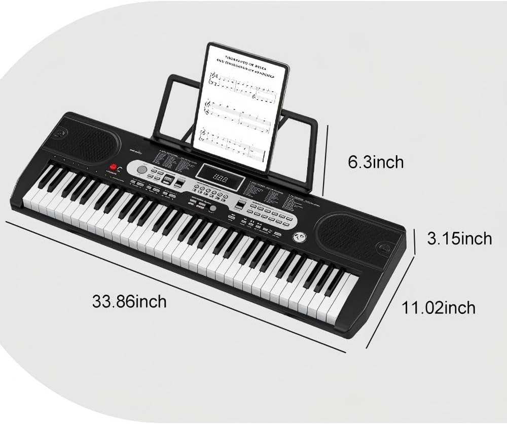 TECLADO ELECTRÓNICO GARVEE 61 TECLAS CON MICRÓFONO Y SOPORTE PARA PRINCIPIANTES - 2