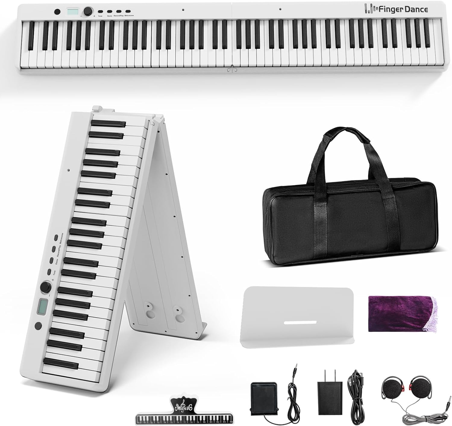 TECLADO PLEGABLE FINGER DANCE 88 TECLAS BLUETOOTH MIDI MADERA - 1