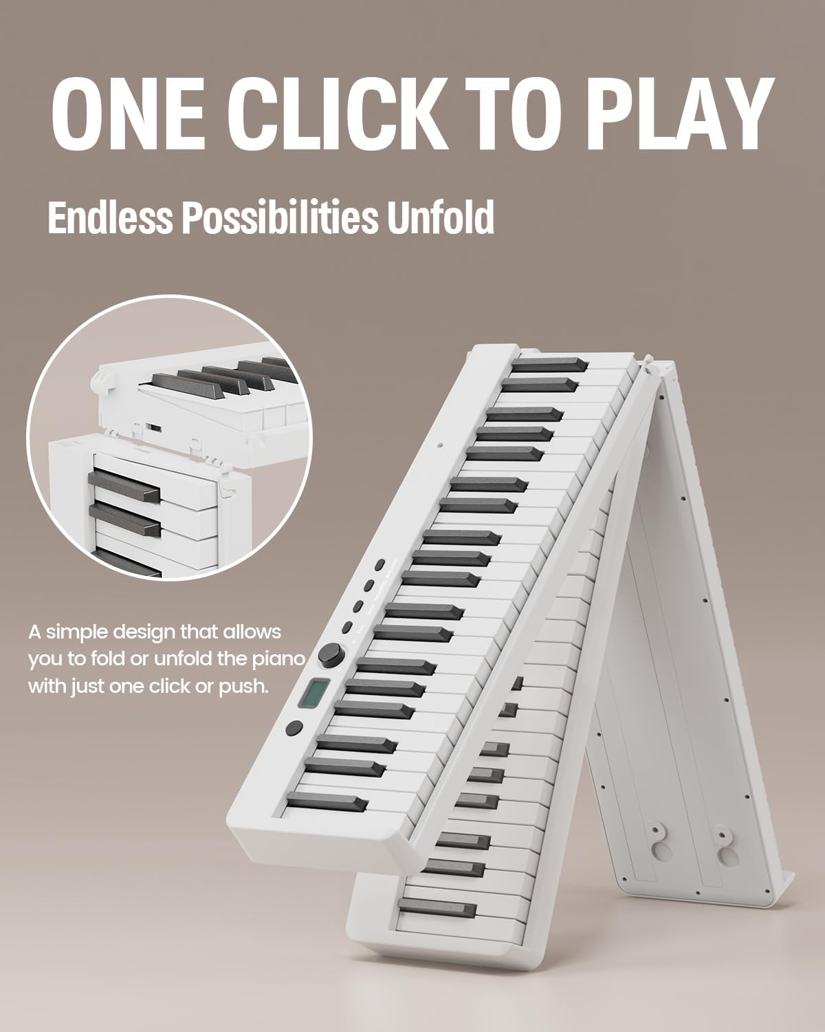 TECLADO PLEGABLE FINGER DANCE 88 TECLAS BLUETOOTH MIDI MADERA - 2